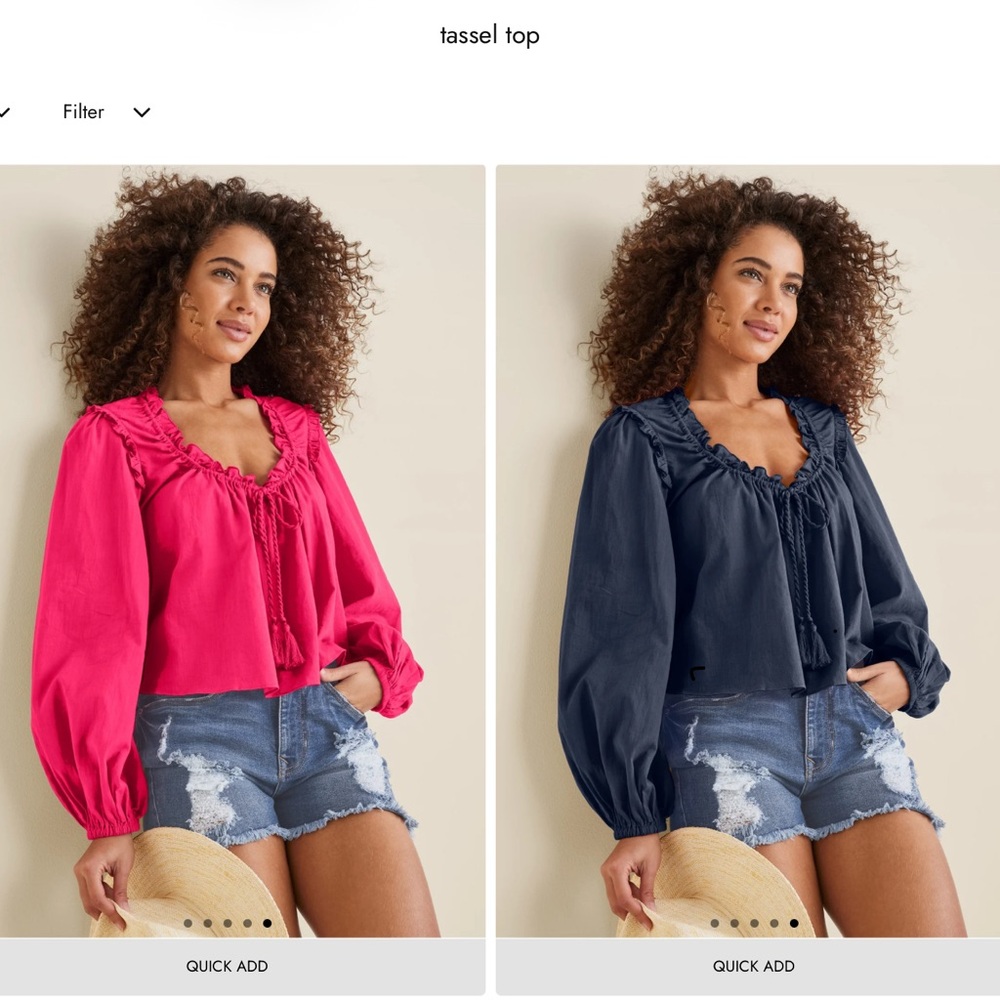 Boho Tassel Top Bundle Pink and Navy Blue Bundle of 2